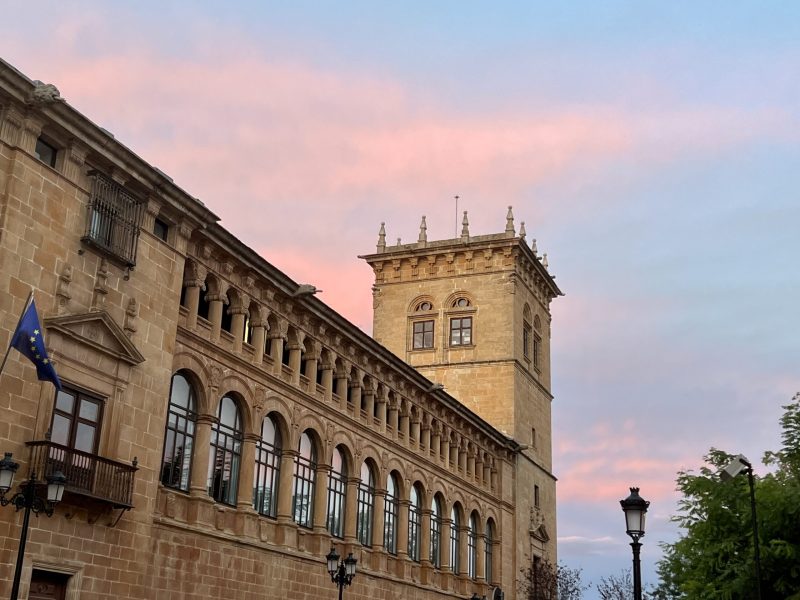 Architecture in the city of Soria, Castilla y Leon, Spain. The Palace of the Counts of Gomara was built in the XVI century and is the renaissance building in the city.