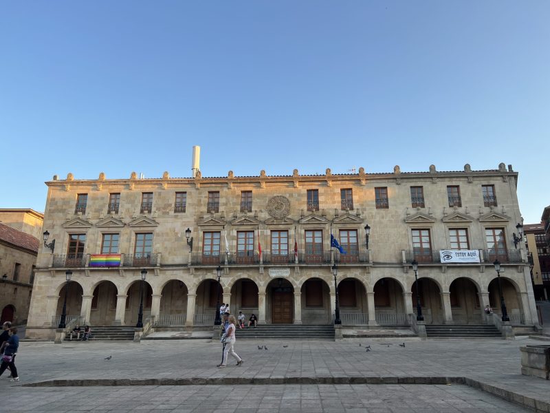 The City hall of the city of Soria, Castilla y Leon, Spain. The Palacio de los Linajes is located in the main square (Plaza Mayor) of the city.